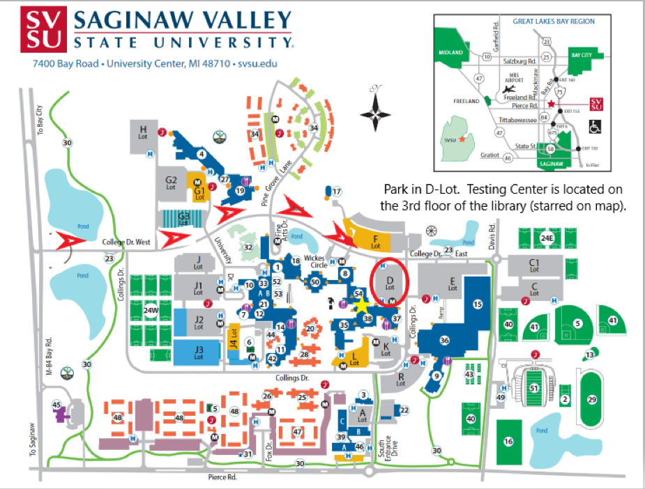 Map to locate Testing Center